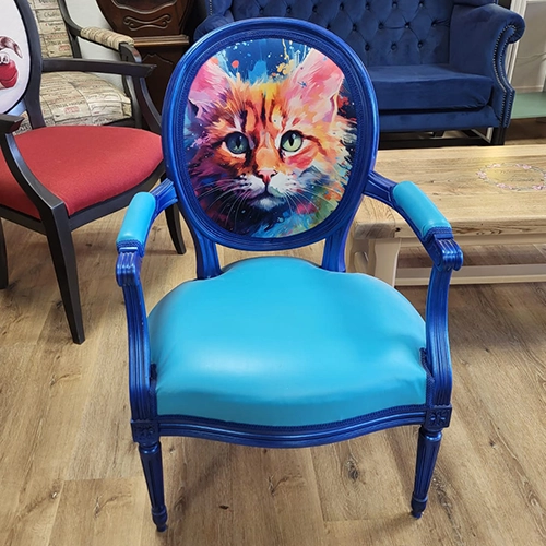 Mdaillon louis XVI chat bleu simili